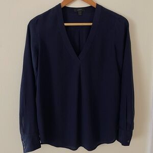 J. Crew Deep Blue V-Neck Blouse